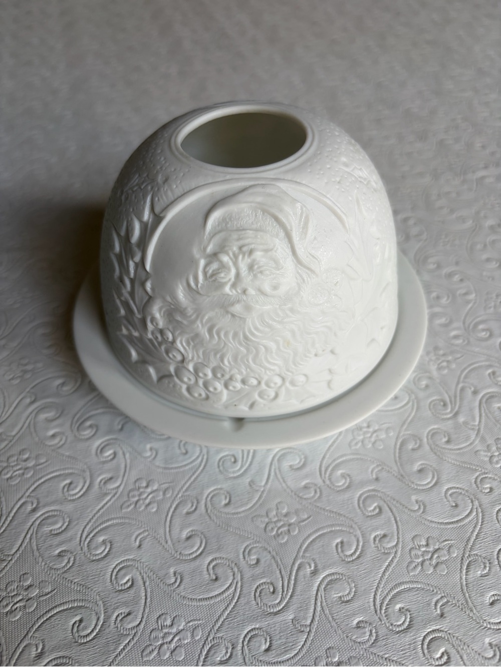 Santa White Porcelain Lithopane Fairy Lamp
